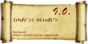 Irházi Olivér névjegykártya